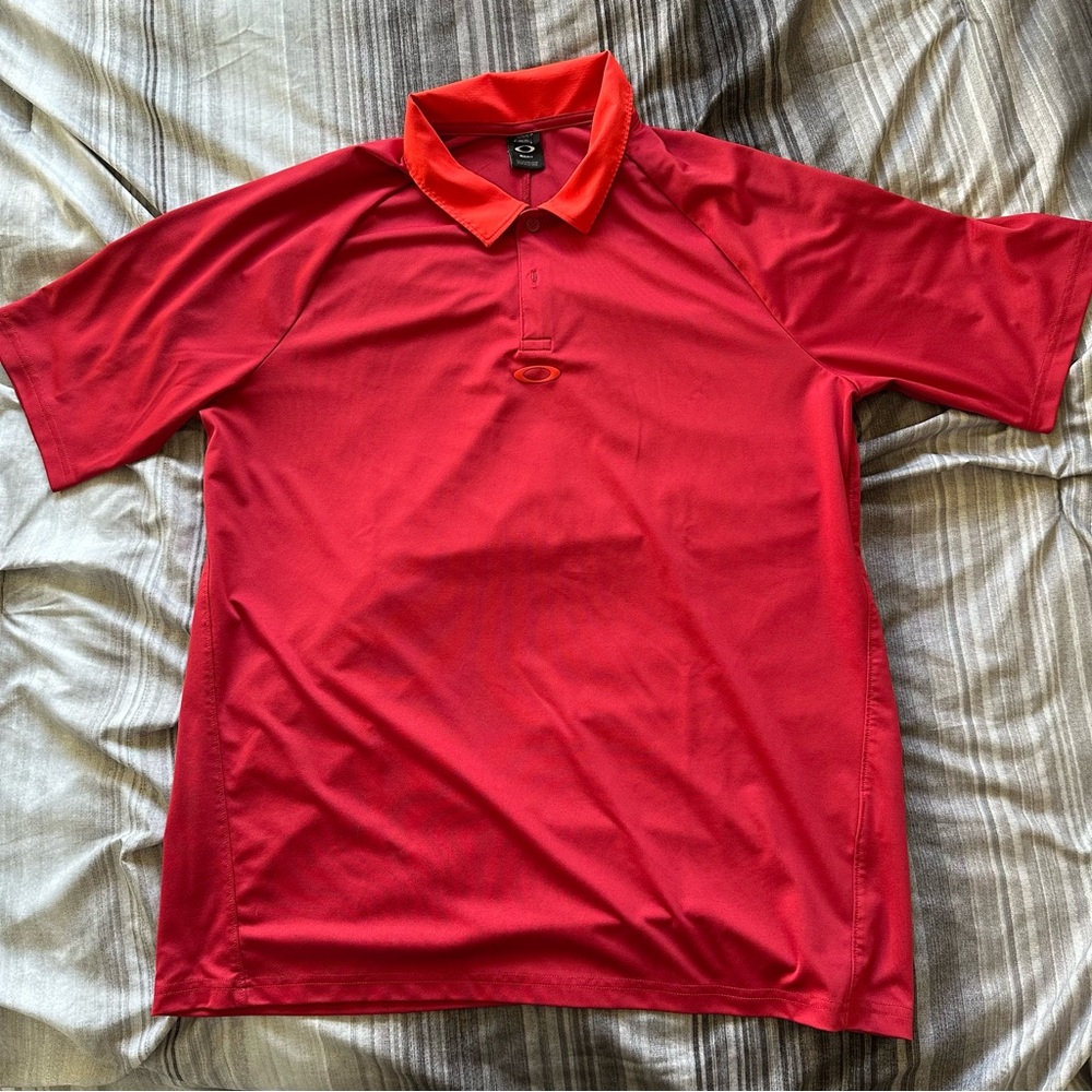 Oakley Red Polo Shirt with Orange Collar Accent